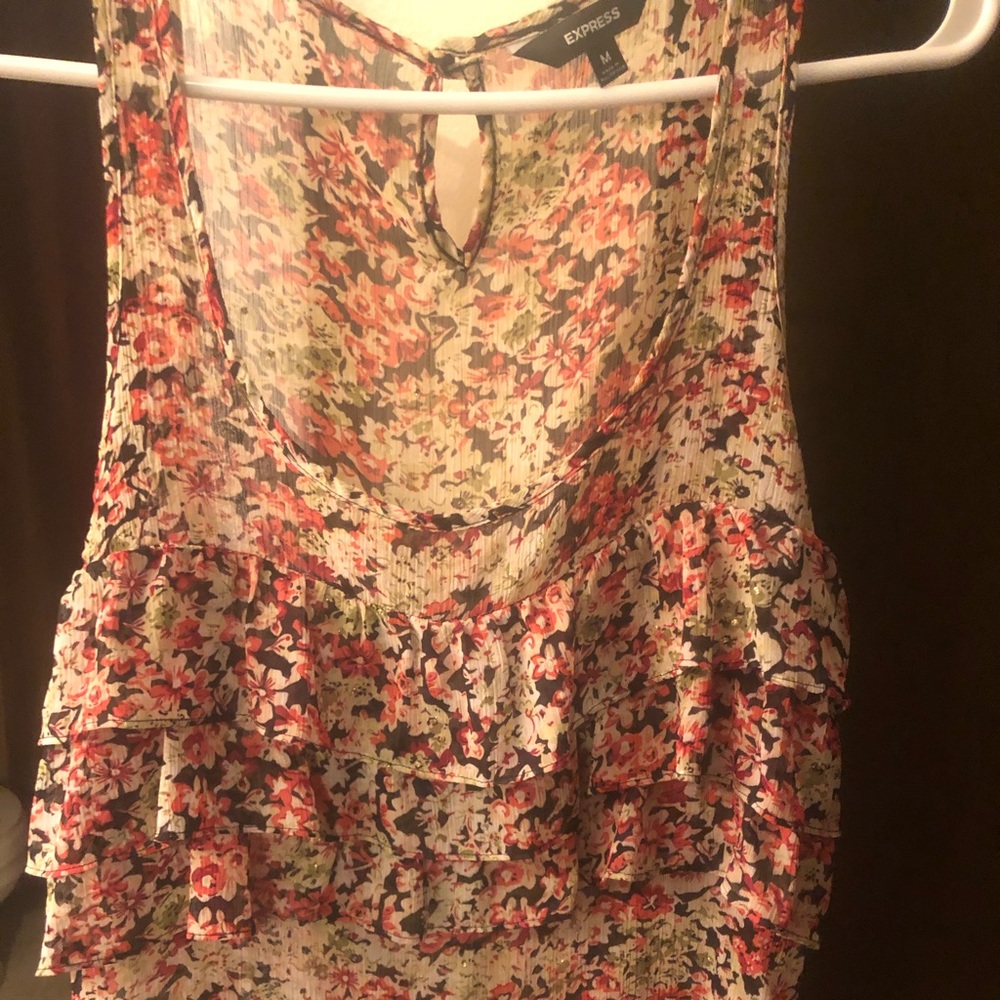 Women’s Express Shimmer Ruffle Tank